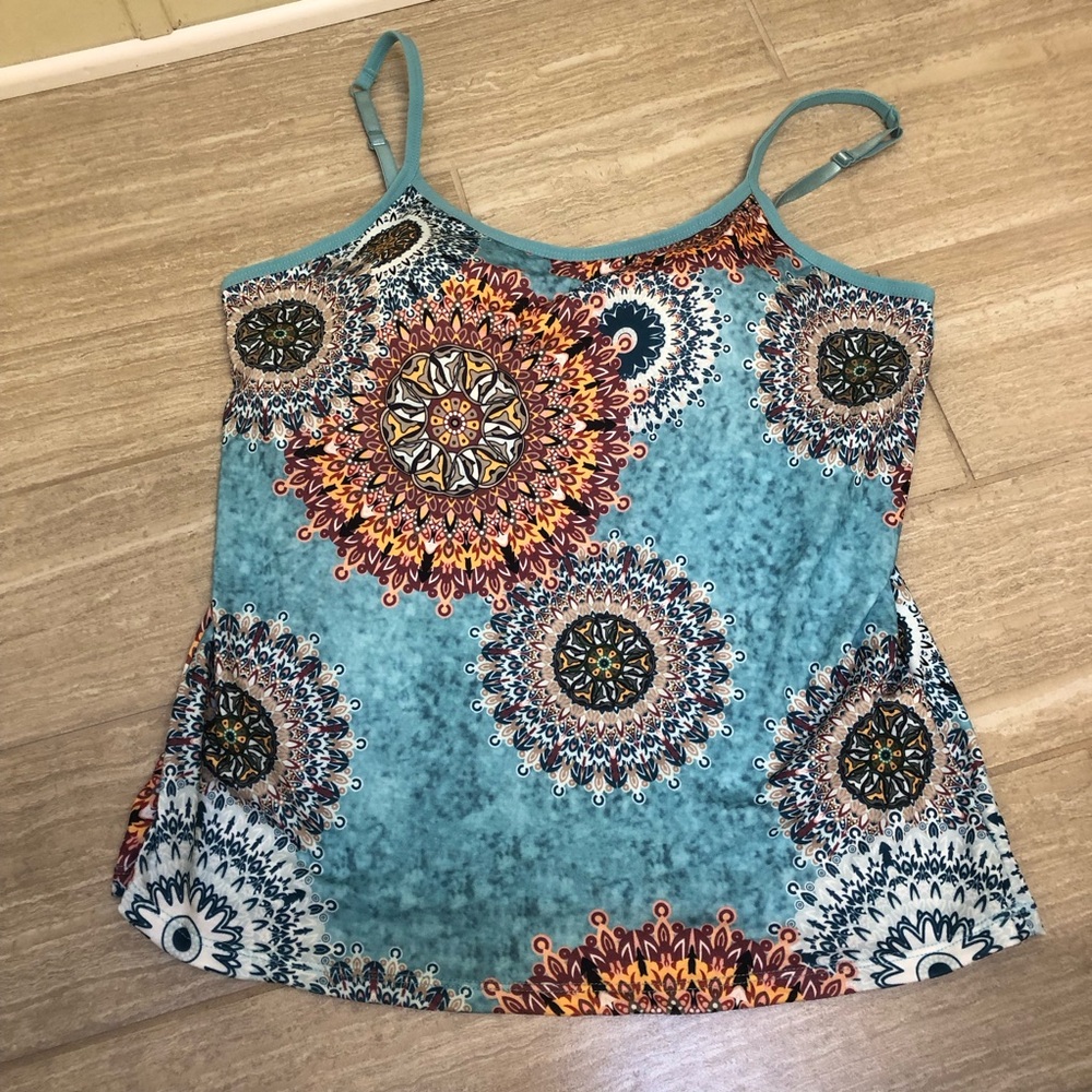 NWOT Women’s blue Swim adjustable Strap Tank Top w/built in bra Size XXL